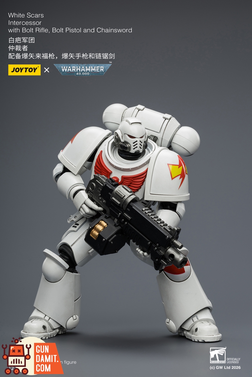 JoyToy JT03882 1/18 Warhammer 40K White Scars Intercessor with Bolt Rifle, Bolt Pistol and Chainsword - View 6 JoyToy JT03882 1/18 Warhammer 40K White Scars Intercessor with Bolt Rifle, Bolt Pistol and Chainsword - View 6