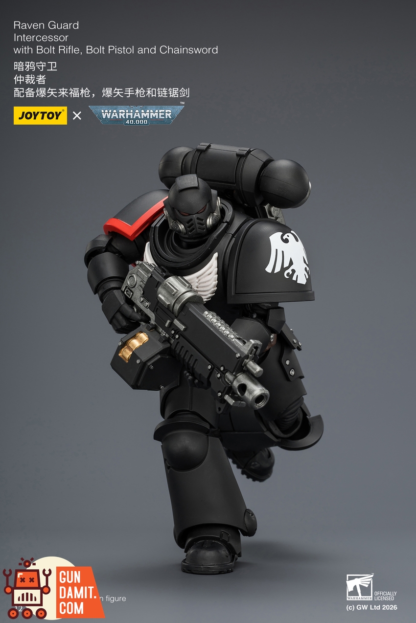 JoyToy JT03899 1/18 Warhammer 40K Raven Guard Intercessor with Bolt Rifle, Bolt Pistol and Chainsword - View 6 JoyToy JT03899 1/18 Warhammer 40K Raven Guard Intercessor with Bolt Rifle, Bolt Pistol and Chainsword - View 6