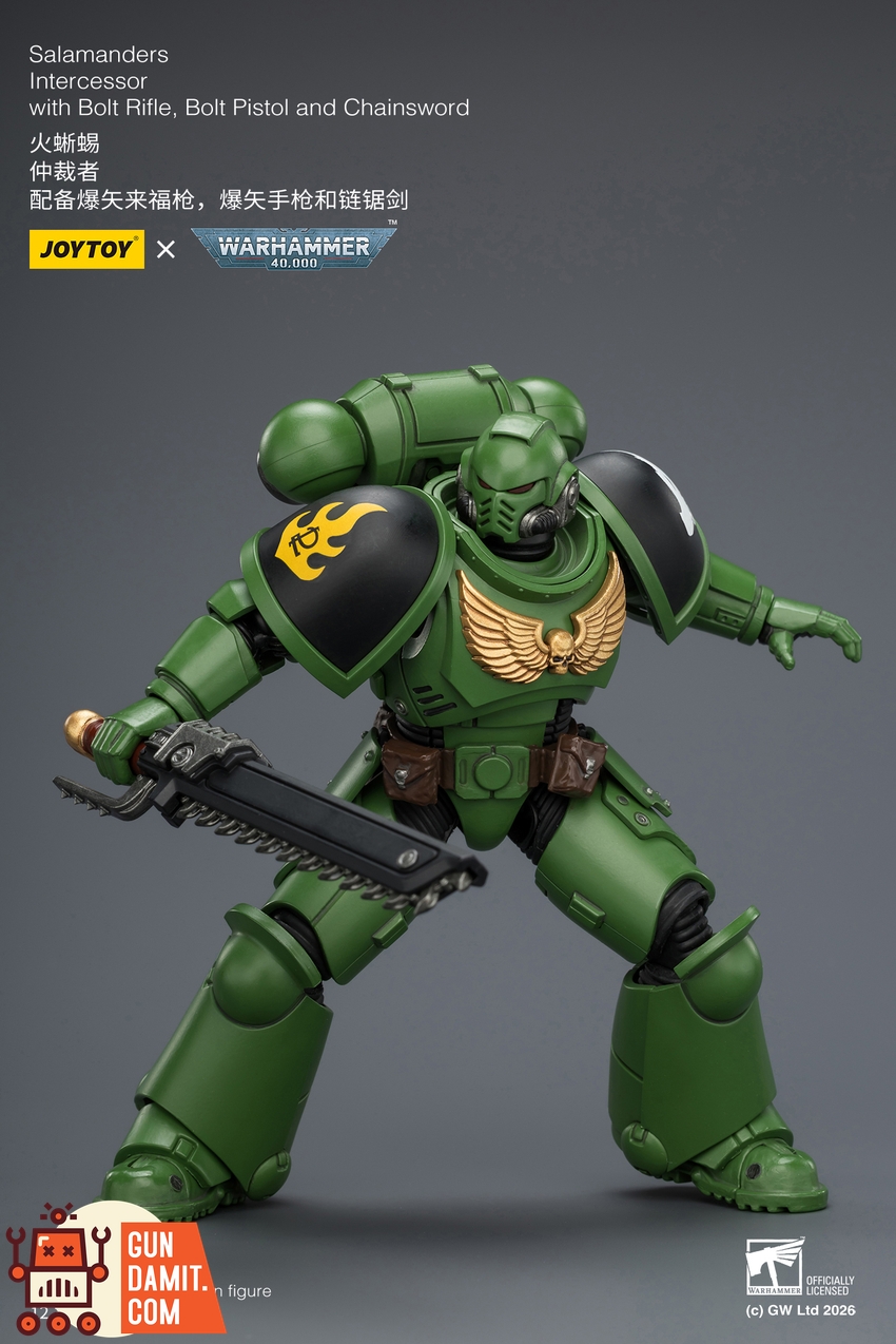 JoyToy JT03875 1/18 Warhammer 40K Salamanders Intercessor with Bolt Rifle, Bolt Pistol and Chainsword - View 9 JoyToy JT03875 1/18 Warhammer 40K Salamanders Intercessor with Bolt Rifle, Bolt Pistol and Chainsword - View 9