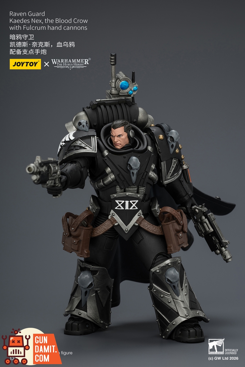 JoyToy JT04346 1/18 Warhammer The Horus Heresy Raven Guard Kaedes Nex, the Blood Crow with Fulcrum hand cannons - View 6 JoyToy JT04346 1/18 Warhammer The Horus Heresy Raven Guard Kaedes Nex, the Blood Crow with Fulcrum hand cannons - View 6