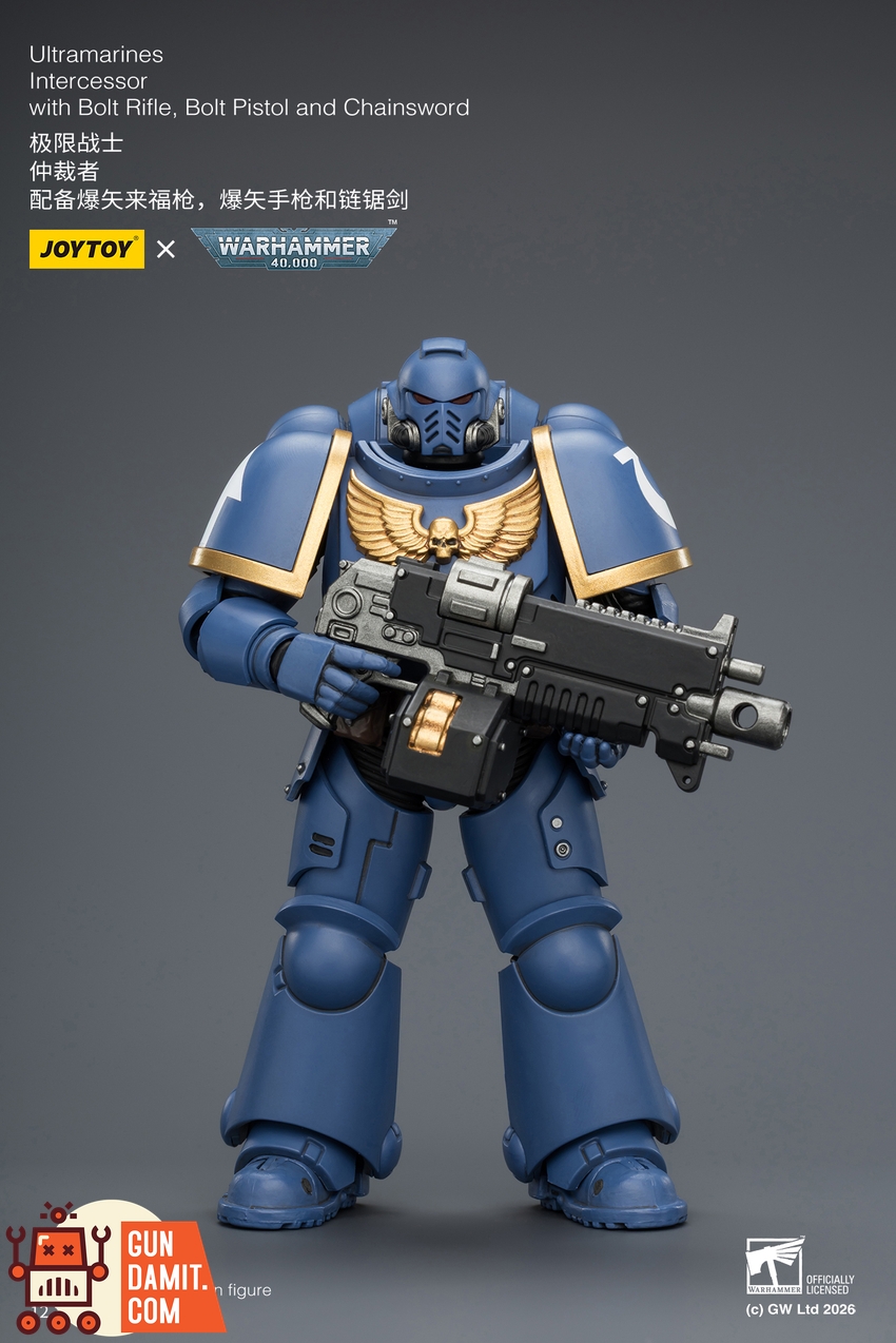 JoyToy JT03813 1/18 Warhammer 40K Ultramarines Intercessor with Bolt Rifle, Bolt Pistol and Chainsword - View 2 JoyToy JT03813 1/18 Warhammer 40K Ultramarines Intercessor with Bolt Rifle, Bolt Pistol and Chainsword - View 2