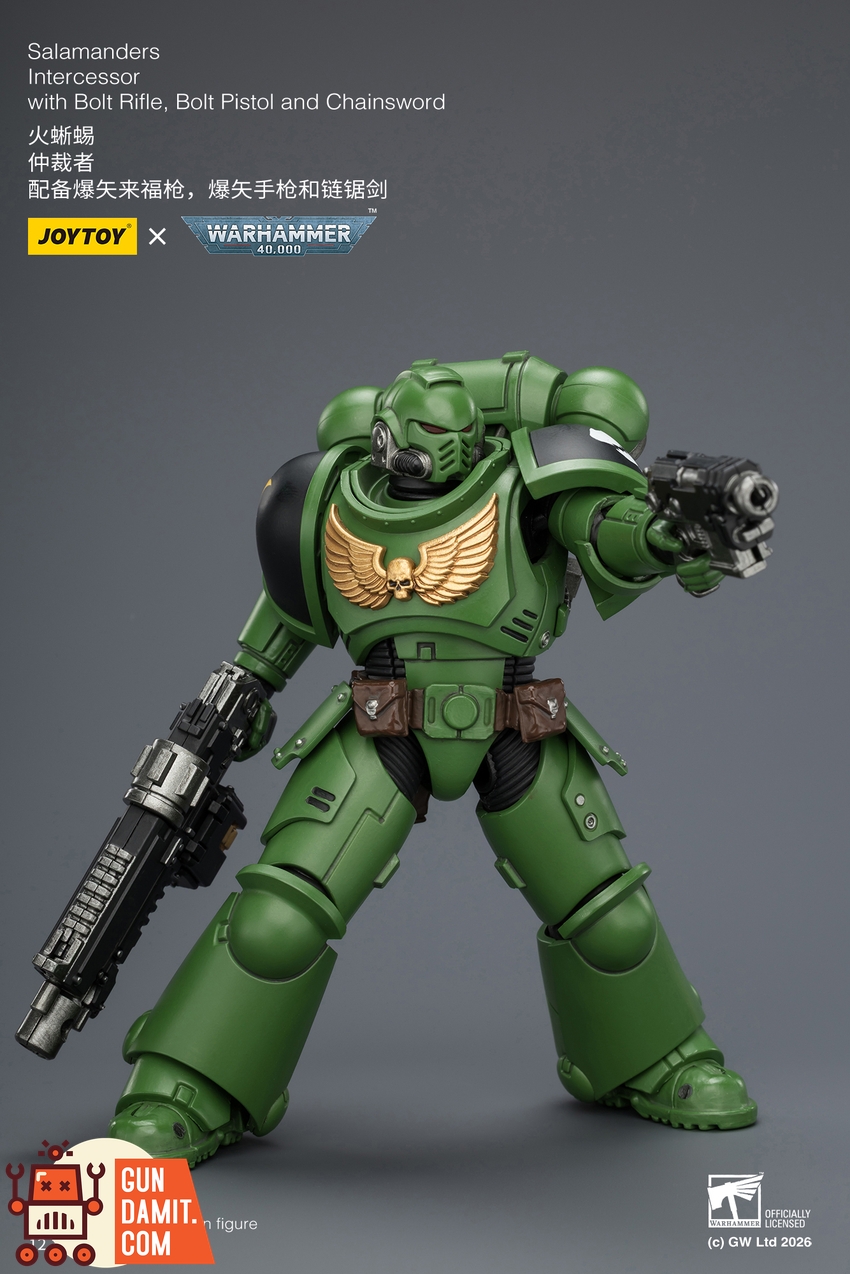 JoyToy JT03875 1/18 Warhammer 40K Salamanders Intercessor with Bolt Rifle, Bolt Pistol and Chainsword - View 7 JoyToy JT03875 1/18 Warhammer 40K Salamanders Intercessor with Bolt Rifle, Bolt Pistol and Chainsword - View 7