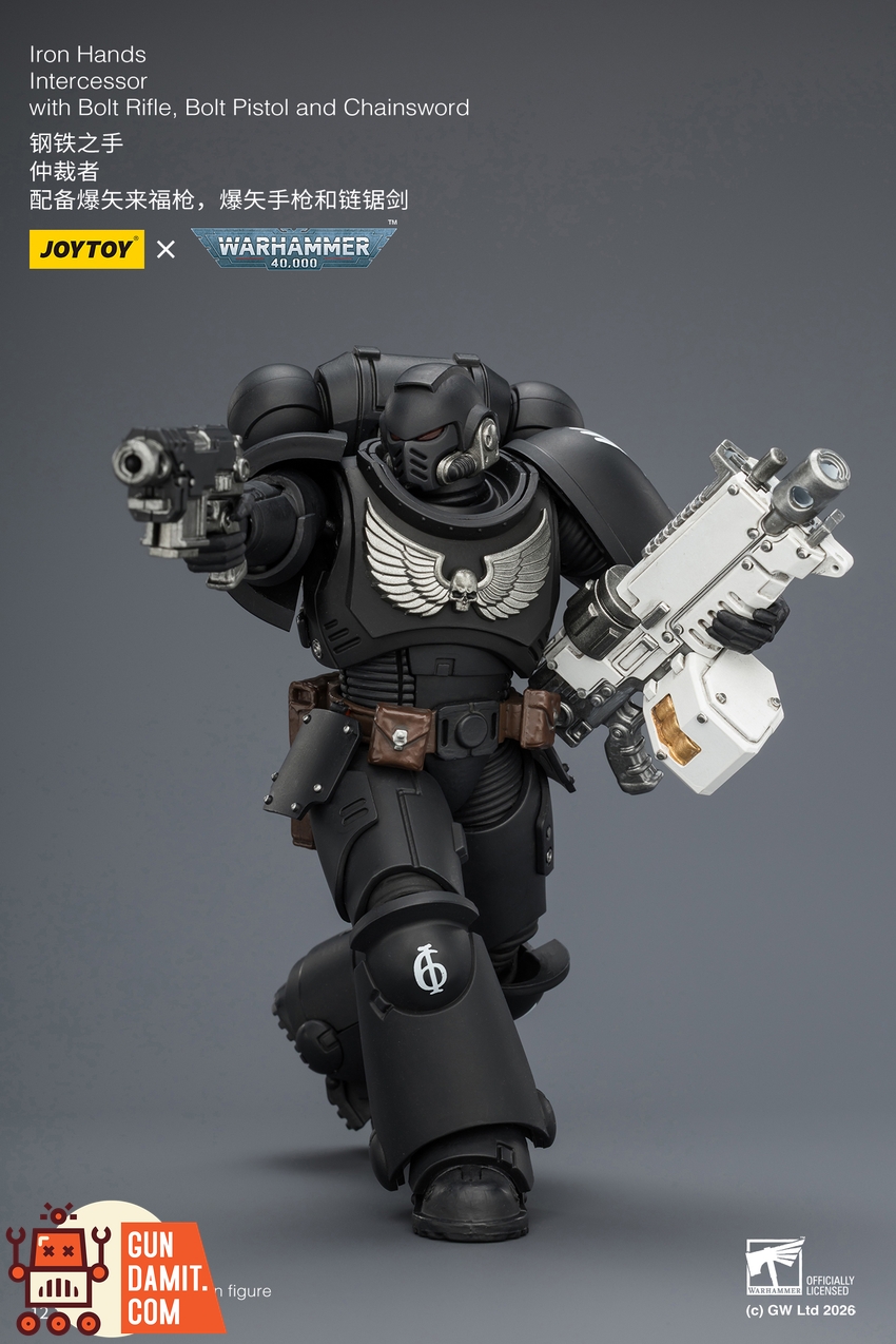 JoyToy JT03837 1/18 Warhammer 40K Iron Hands Intercessor with Bolt Rifle, Bolt Pistol and Chainsword - View 9 JoyToy JT03837 1/18 Warhammer 40K Iron Hands Intercessor with Bolt Rifle, Bolt Pistol and Chainsword - View 9