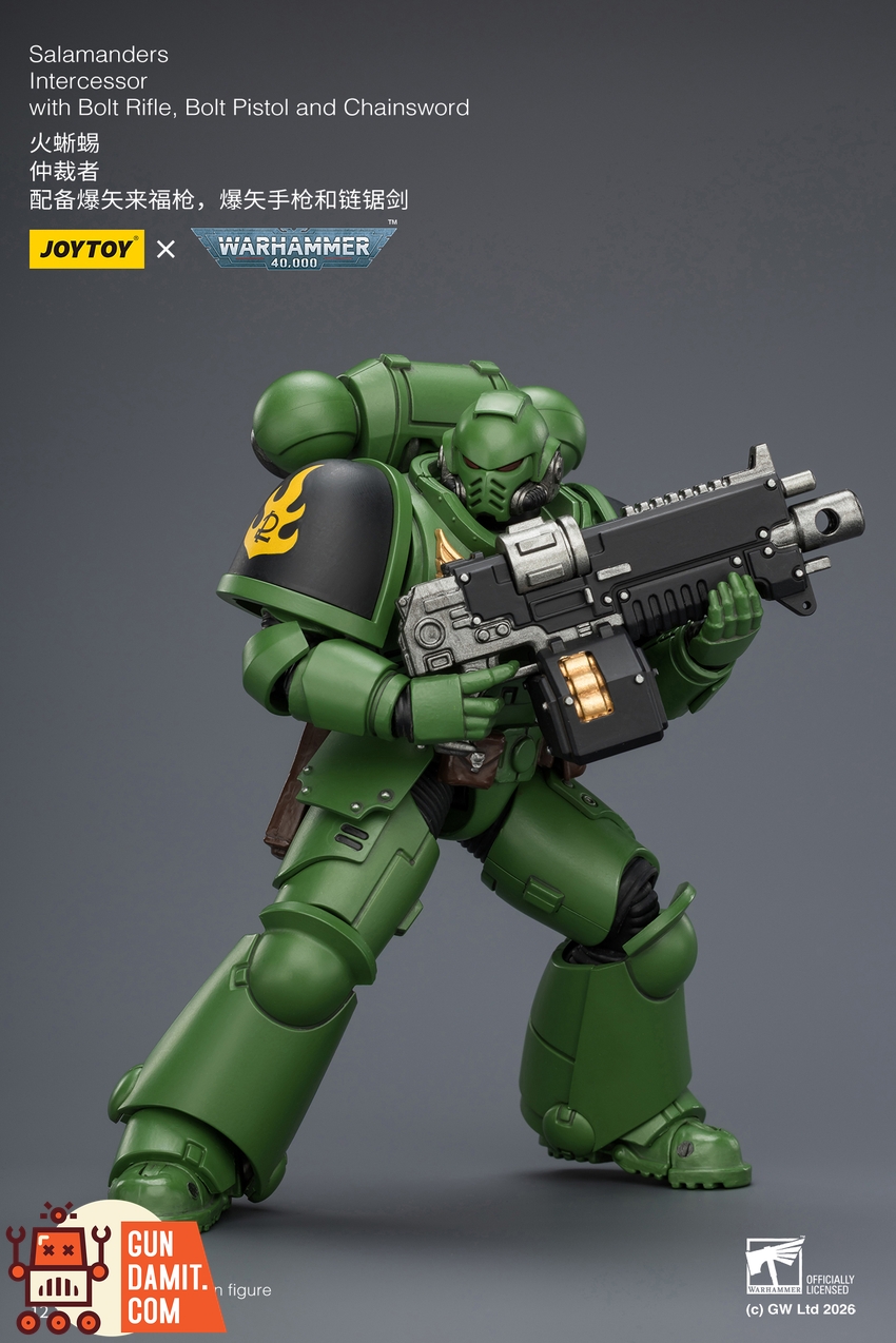 JoyToy JT03875 1/18 Warhammer 40K Salamanders Intercessor with Bolt Rifle, Bolt Pistol and Chainsword - View 6 JoyToy JT03875 1/18 Warhammer 40K Salamanders Intercessor with Bolt Rifle, Bolt Pistol and Chainsword - View 6