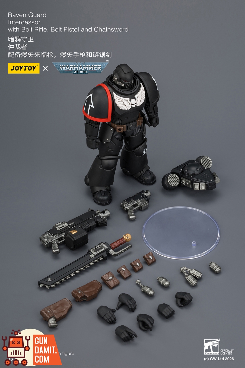JoyToy JT03899 1/18 Warhammer 40K Raven Guard Intercessor with Bolt Rifle, Bolt Pistol and Chainsword - View 10 JoyToy JT03899 1/18 Warhammer 40K Raven Guard Intercessor with Bolt Rifle, Bolt Pistol and Chainsword - View 10