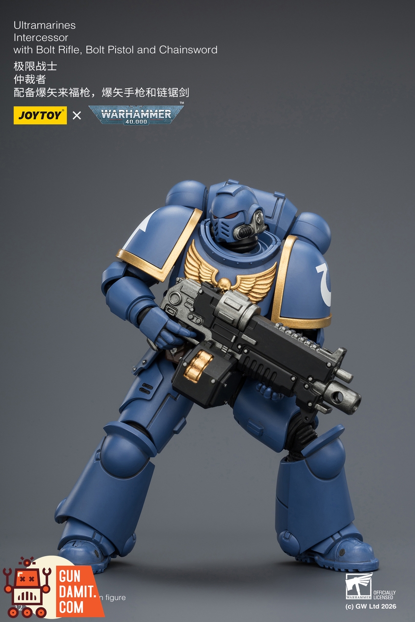 JoyToy JT03813 1/18 Warhammer 40K Ultramarines Intercessor with Bolt Rifle, Bolt Pistol and Chainsword - View 5 JoyToy JT03813 1/18 Warhammer 40K Ultramarines Intercessor with Bolt Rifle, Bolt Pistol and Chainsword - View 5