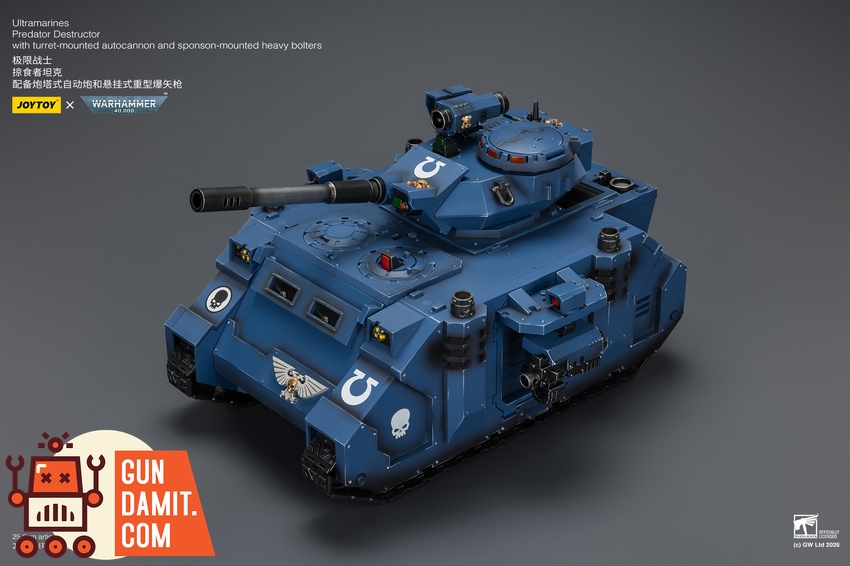 JoyToy JT04278 1/18 Warhammer 40K Ultramarines Predator Destructor with turret-mounted autocannon and sponson-mounted heavy bolters - View 7 JoyToy JT04278 1/18 Warhammer 40K Ultramarines Predator Destructor with turret-mounted autocannon and sponson-mounted heavy bolters - View 7