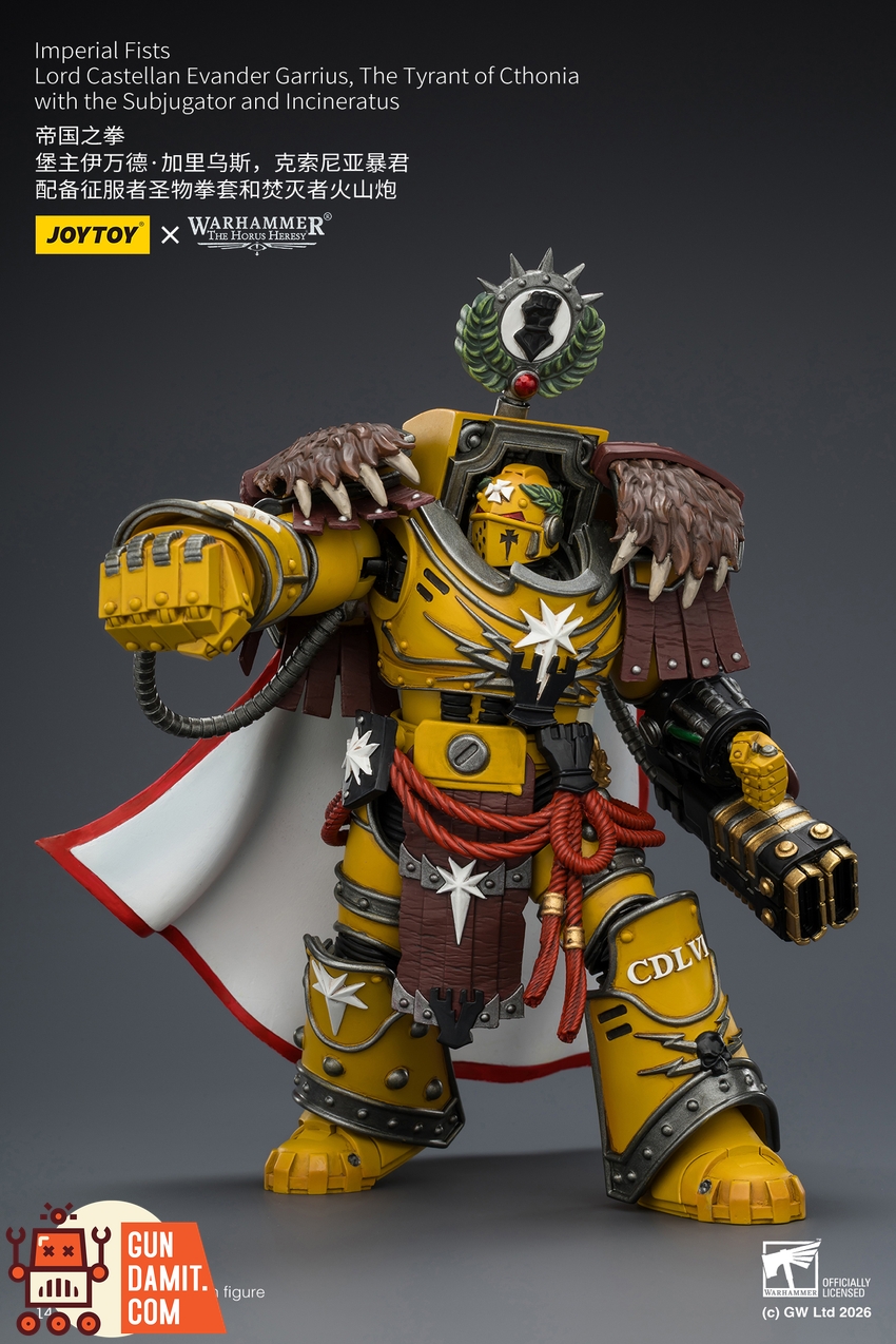 JoyToy JT04209 1/18 Warhammer The Horus Heresy Imperial Fists Lord Castellan Evander Garrius The Tyrant of Cthonia - View 6 JoyToy JT04209 1/18 Warhammer The Horus Heresy Imperial Fists Lord Castellan Evander Garrius The Tyrant of Cthonia - View 6