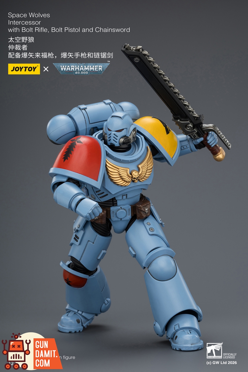 JoyToy JT03851 1/18 Warhammer 40K Space Wolves Intercessor with Bolt Rifle, Bolt Pistol and Chainsword - View 8 JoyToy JT03851 1/18 Warhammer 40K Space Wolves Intercessor with Bolt Rifle, Bolt Pistol and Chainsword - View 8