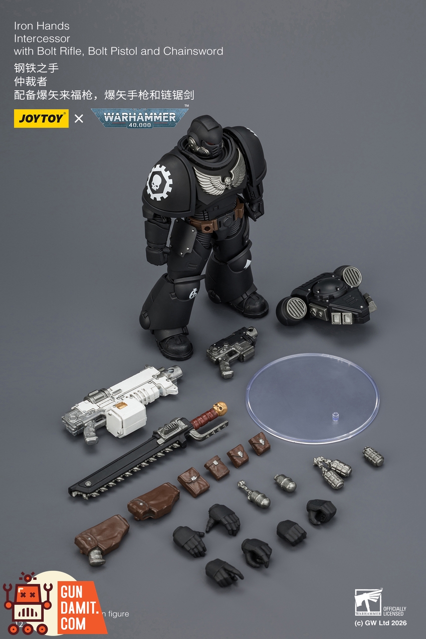 JoyToy JT03837 1/18 Warhammer 40K Iron Hands Intercessor with Bolt Rifle, Bolt Pistol and Chainsword - View 10 JoyToy JT03837 1/18 Warhammer 40K Iron Hands Intercessor with Bolt Rifle, Bolt Pistol and Chainsword - View 10