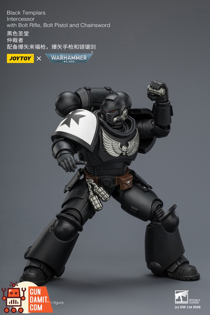 JoyToy JT03905 1/18 Warhammer 40K Black Templars Intercessor with Bolt Rifle, Bolt Pistol and Chainsword - View 8 JoyToy JT03905 1/18 Warhammer 40K Black Templars Intercessor with Bolt Rifle, Bolt Pistol and Chainsword - View 8