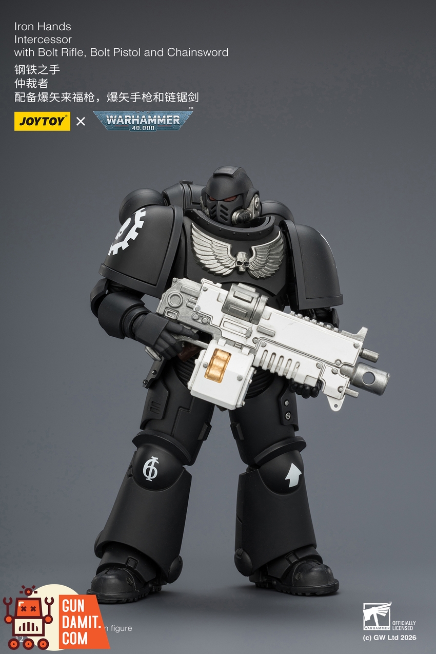JoyToy JT03837 1/18 Warhammer 40K Iron Hands Intercessor with Bolt Rifle, Bolt Pistol and Chainsword - View 3 JoyToy JT03837 1/18 Warhammer 40K Iron Hands Intercessor with Bolt Rifle, Bolt Pistol and Chainsword - View 3