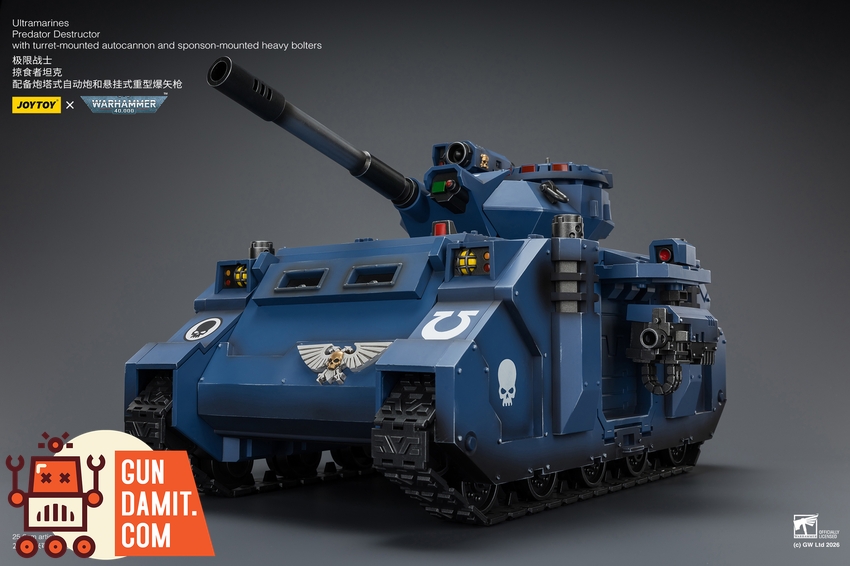 JoyToy JT04278 1/18 Warhammer 40K Ultramarines Predator Destructor with turret-mounted autocannon and sponson-mounted heavy bolters - View 13 JoyToy JT04278 1/18 Warhammer 40K Ultramarines Predator Destructor with turret-mounted autocannon and sponson-mounted heavy bolters - View 13