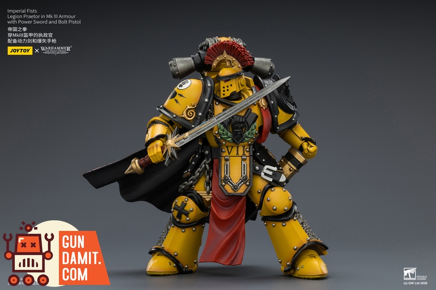 JoyToy JT04216 1/18 Warhammer The Horus Heresy Imperial Fists Legion Praetor in Mk III Armour with Power Sword and Bolt Pistol - View 8 JoyToy JT04216 1/18 Warhammer The Horus Heresy Imperial Fists Legion Praetor in Mk III Armour with Power Sword and Bolt Pistol - View 8