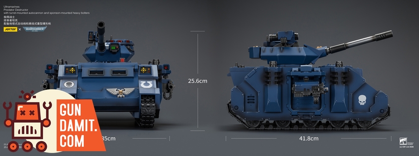 JoyToy JT04278 1/18 Warhammer 40K Ultramarines Predator Destructor with turret-mounted autocannon and sponson-mounted heavy bolters - View 1 JoyToy JT04278 1/18 Warhammer 40K Ultramarines Predator Destructor with turret-mounted autocannon and sponson-mounted heavy bolters - View 1