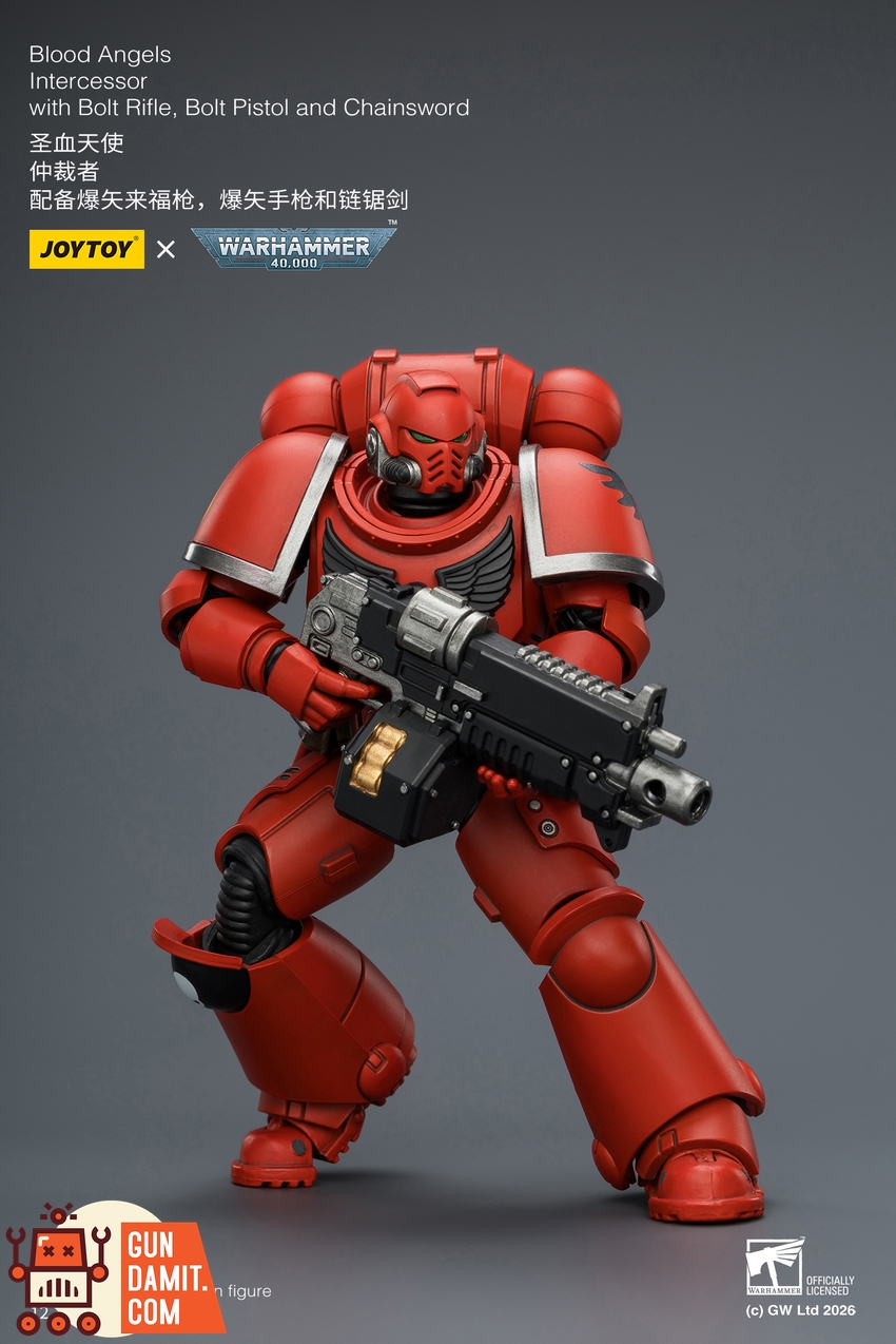 JoyToy JT03820 1/18 Warhammer 40K Blood Angels Intercessor with Bolt Rifle, Bolt Pistol and Chainsword - View 6 JoyToy JT03820 1/18 Warhammer 40K Blood Angels Intercessor with Bolt Rifle, Bolt Pistol and Chainsword - View 6