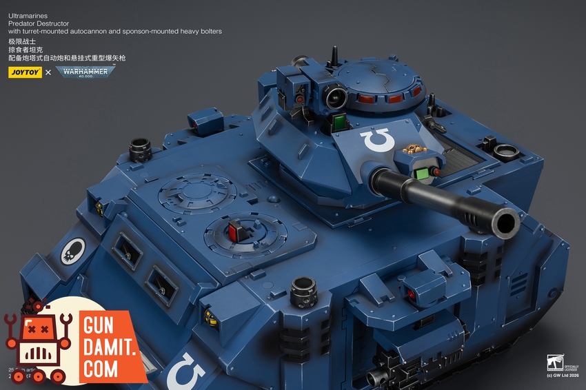 JoyToy JT04278 1/18 Warhammer 40K Ultramarines Predator Destructor with turret-mounted autocannon and sponson-mounted heavy bolters - View 27 JoyToy JT04278 1/18 Warhammer 40K Ultramarines Predator Destructor with turret-mounted autocannon and sponson-mounted heavy bolters - View 27