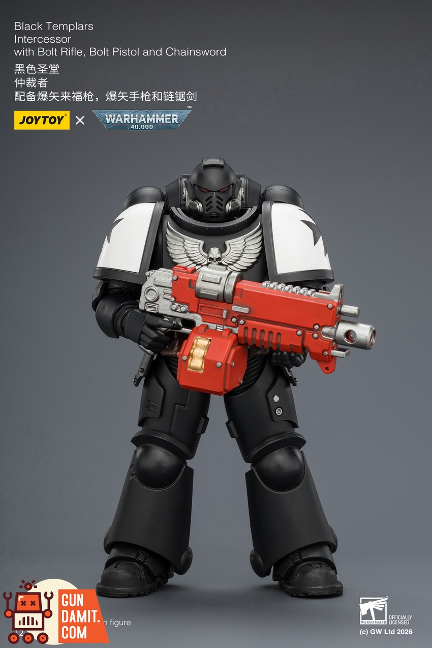 JoyToy JT03905 1/18 Warhammer 40K Black Templars Intercessor with Bolt Rifle, Bolt Pistol and Chainsword - View 2 JoyToy JT03905 1/18 Warhammer 40K Black Templars Intercessor with Bolt Rifle, Bolt Pistol and Chainsword - View 2