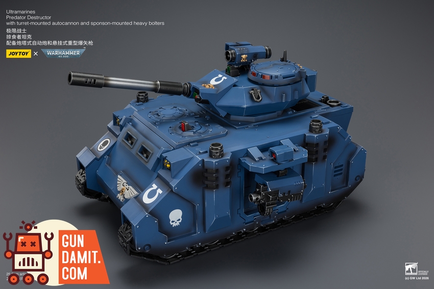 JoyToy JT04278 1/18 Warhammer 40K Ultramarines Predator Destructor with turret-mounted autocannon and sponson-mounted heavy bolters - View 16 JoyToy JT04278 1/18 Warhammer 40K Ultramarines Predator Destructor with turret-mounted autocannon and sponson-mounted heavy bolters - View 16