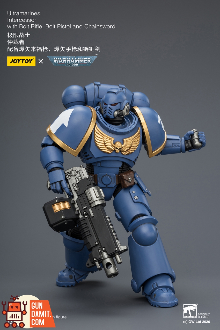 JoyToy JT03813 1/18 Warhammer 40K Ultramarines Intercessor with Bolt Rifle, Bolt Pistol and Chainsword - View 7 JoyToy JT03813 1/18 Warhammer 40K Ultramarines Intercessor with Bolt Rifle, Bolt Pistol and Chainsword - View 7