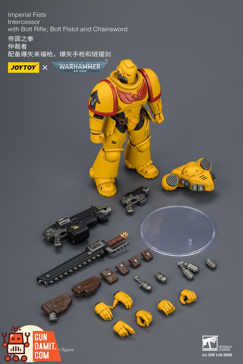 JoyToy JT03844 1/18 Warhammer 40K Imperial Fists Intercessor with Bolt Rifle, Bolt Pistol and Chainsword - View 10 JoyToy JT03844 1/18 Warhammer 40K Imperial Fists Intercessor with Bolt Rifle, Bolt Pistol and Chainsword - View 10