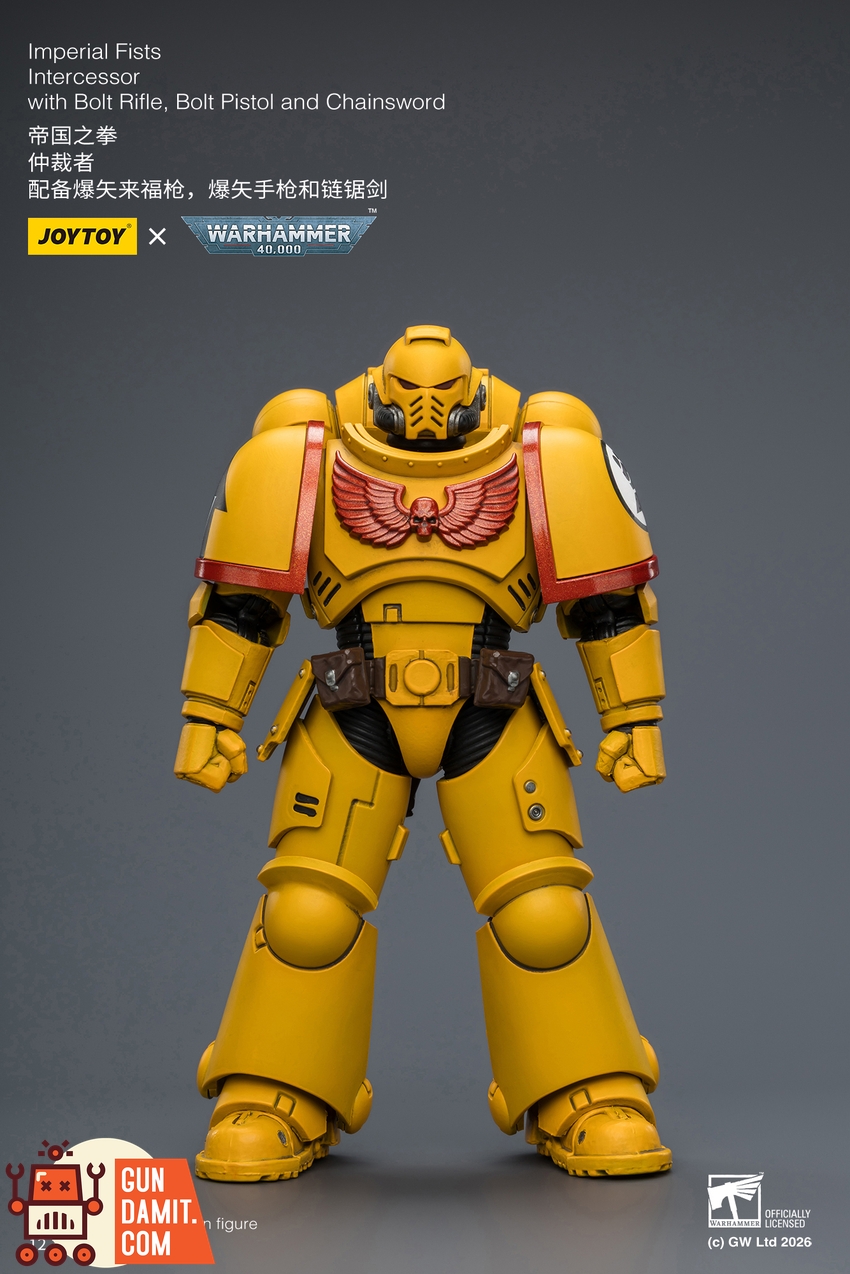 JoyToy JT03844 1/18 Warhammer 40K Imperial Fists Intercessor with Bolt Rifle, Bolt Pistol and Chainsword - View 1 JoyToy JT03844 1/18 Warhammer 40K Imperial Fists Intercessor with Bolt Rifle, Bolt Pistol and Chainsword - View 1