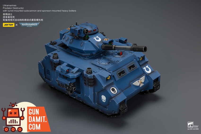 JoyToy JT04278 1/18 Warhammer 40K Ultramarines Predator Destructor with turret-mounted autocannon and sponson-mounted heavy bolters - View 8 JoyToy JT04278 1/18 Warhammer 40K Ultramarines Predator Destructor with turret-mounted autocannon and sponson-mounted heavy bolters - View 8