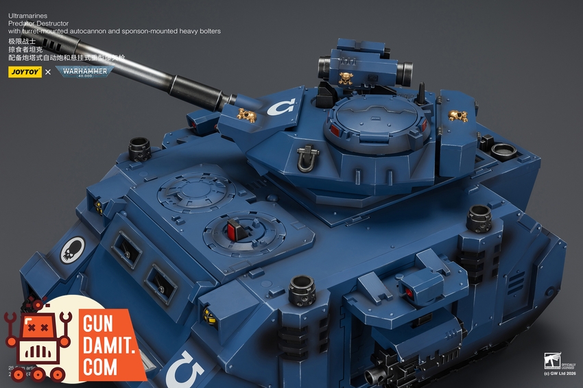 JoyToy JT04278 1/18 Warhammer 40K Ultramarines Predator Destructor with turret-mounted autocannon and sponson-mounted heavy bolters - View 28 JoyToy JT04278 1/18 Warhammer 40K Ultramarines Predator Destructor with turret-mounted autocannon and sponson-mounted heavy bolters - View 28