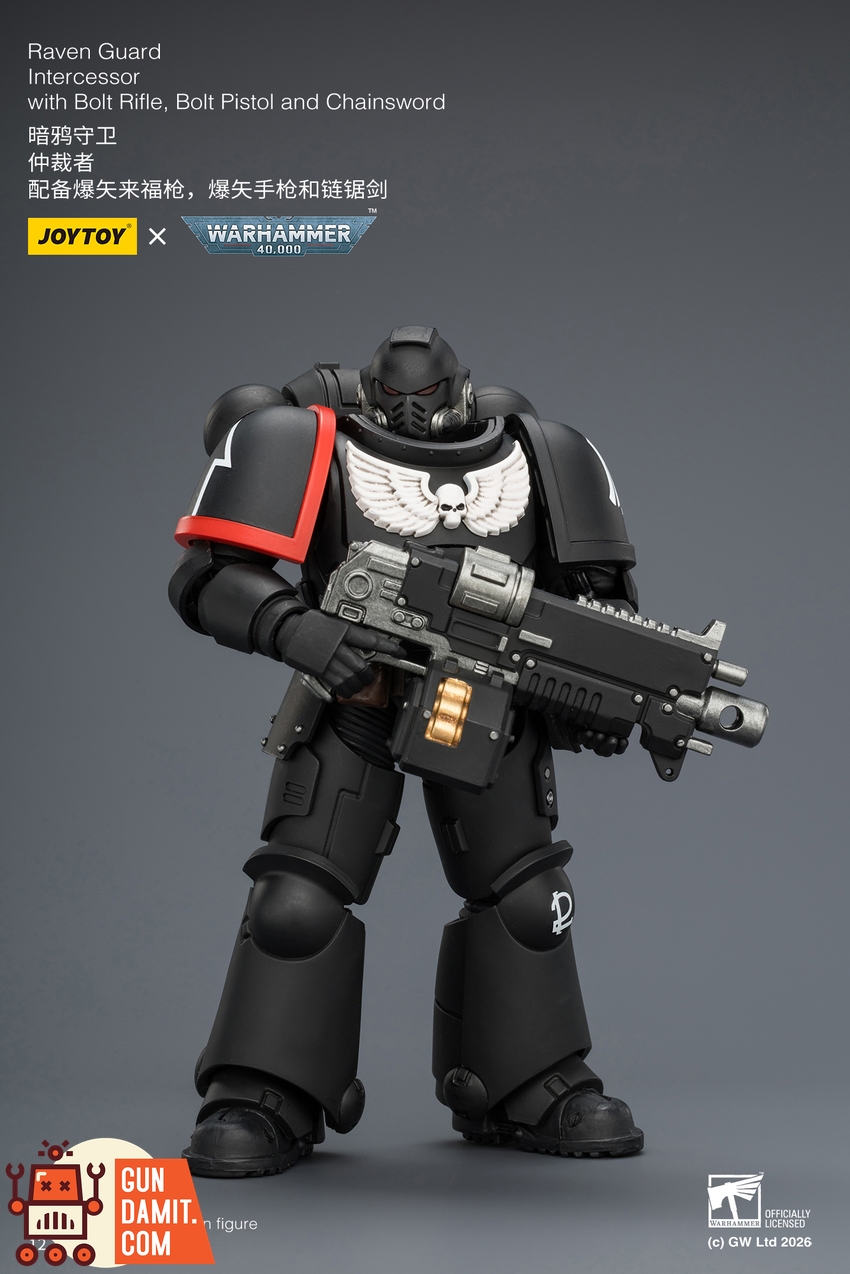 JoyToy JT03899 1/18 Warhammer 40K Raven Guard Intercessor with Bolt Rifle, Bolt Pistol and Chainsword - View 3 JoyToy JT03899 1/18 Warhammer 40K Raven Guard Intercessor with Bolt Rifle, Bolt Pistol and Chainsword - View 3