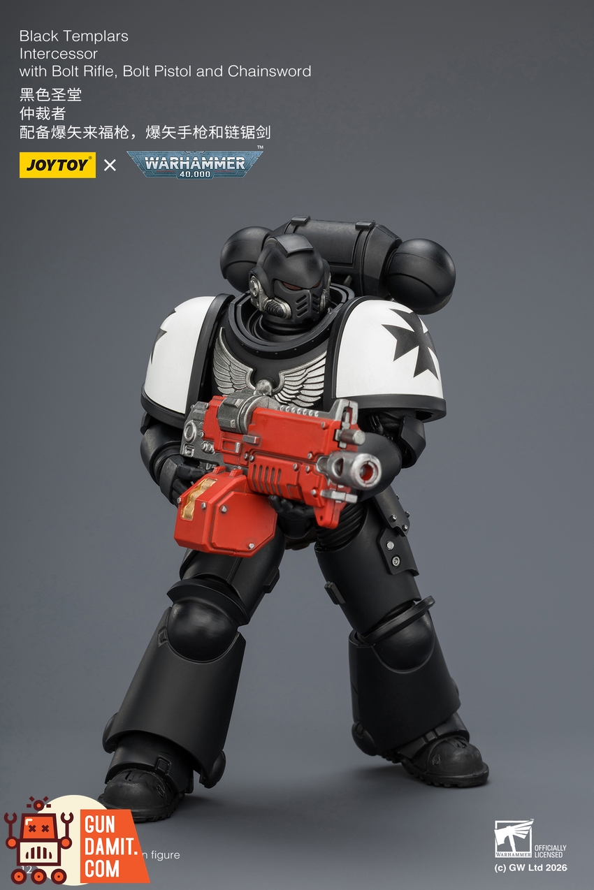 JoyToy JT03905 1/18 Warhammer 40K Black Templars Intercessor with Bolt Rifle, Bolt Pistol and Chainsword - View 5 JoyToy JT03905 1/18 Warhammer 40K Black Templars Intercessor with Bolt Rifle, Bolt Pistol and Chainsword - View 5