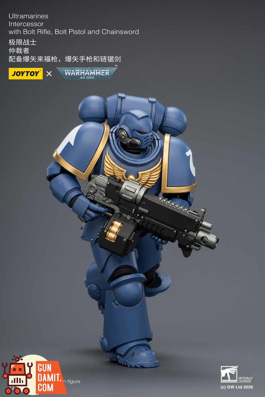 JoyToy JT03813 1/18 Warhammer 40K Ultramarines Intercessor with Bolt Rifle, Bolt Pistol and Chainsword - View 6 JoyToy JT03813 1/18 Warhammer 40K Ultramarines Intercessor with Bolt Rifle, Bolt Pistol and Chainsword - View 6