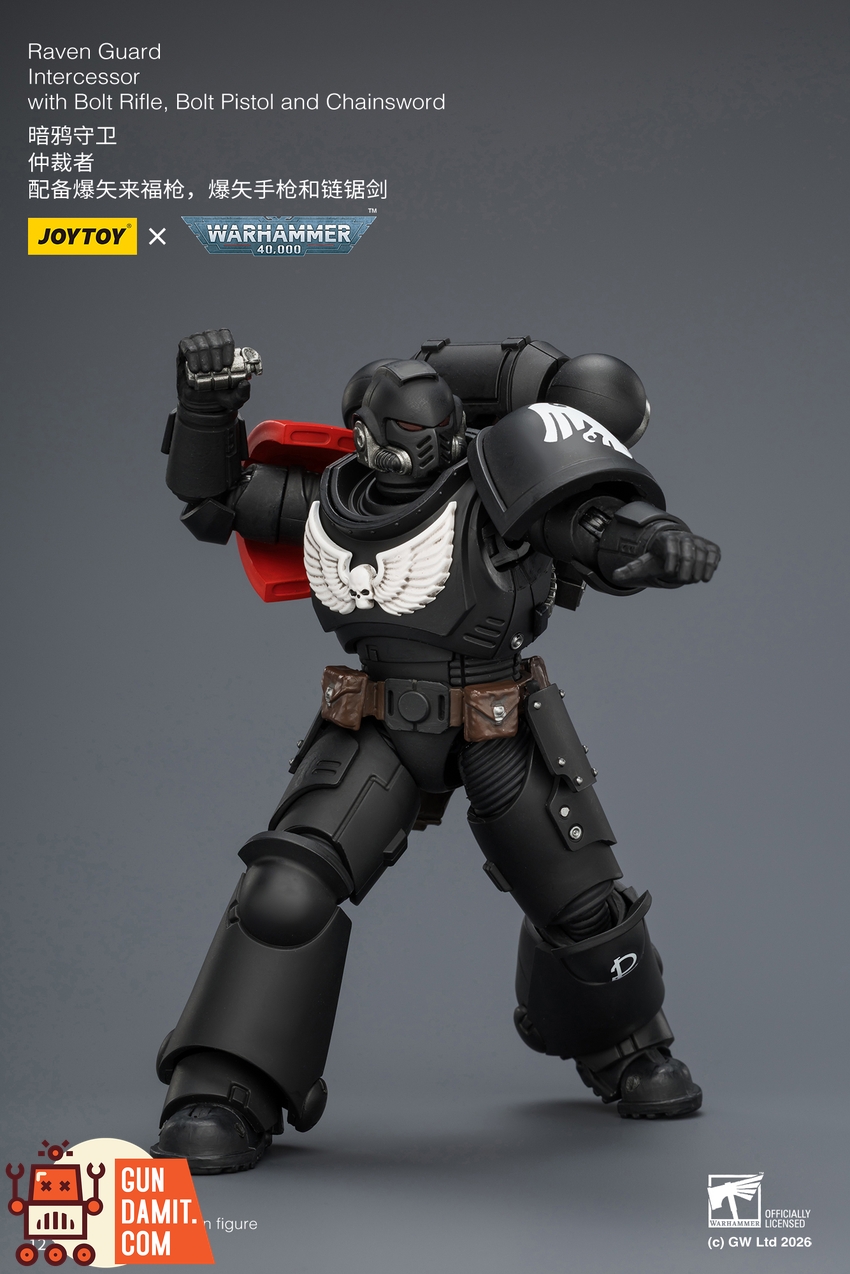 JoyToy JT03899 1/18 Warhammer 40K Raven Guard Intercessor with Bolt Rifle, Bolt Pistol and Chainsword - View 9 JoyToy JT03899 1/18 Warhammer 40K Raven Guard Intercessor with Bolt Rifle, Bolt Pistol and Chainsword - View 9