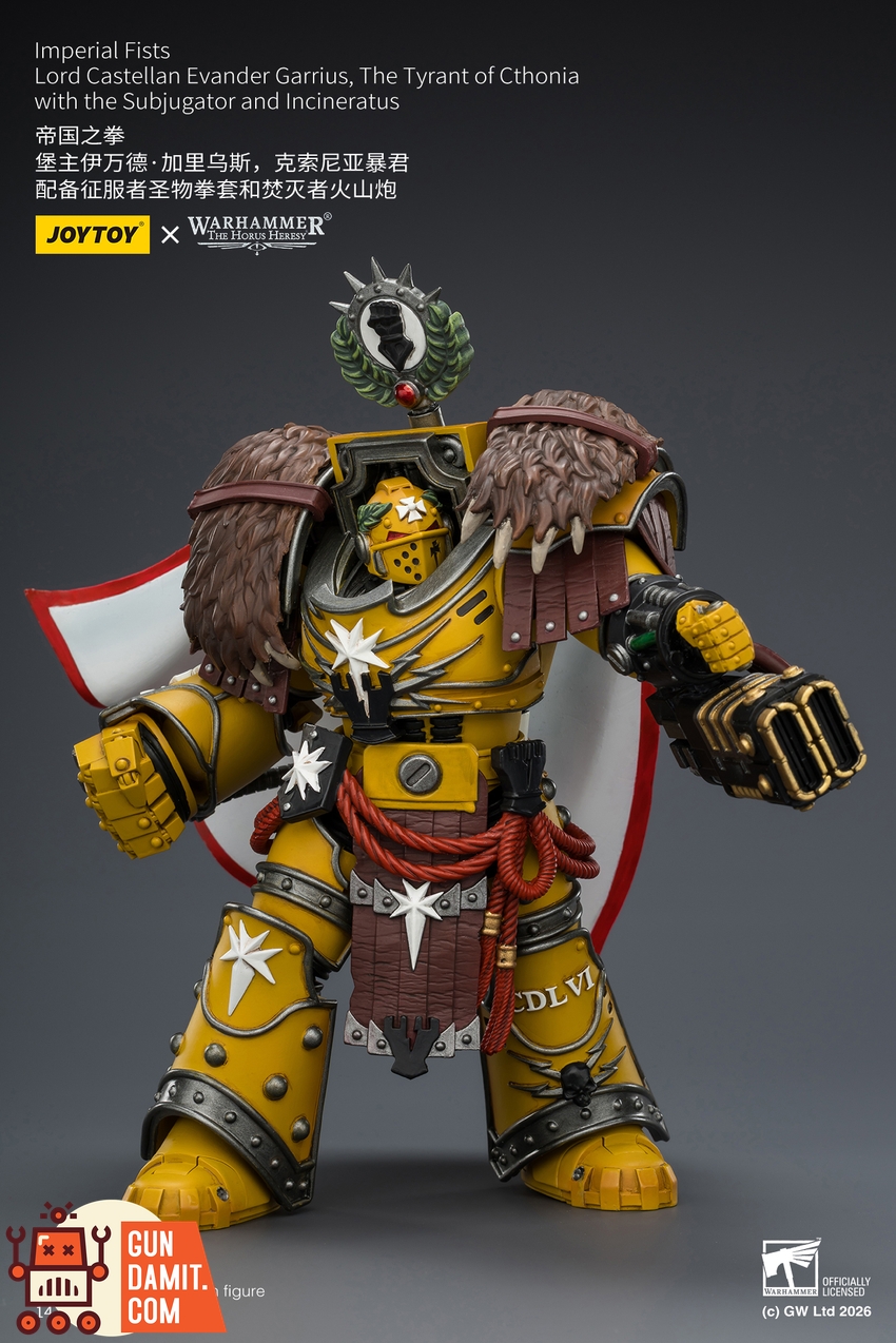 JoyToy JT04209 1/18 Warhammer The Horus Heresy Imperial Fists Lord Castellan Evander Garrius The Tyrant of Cthonia - View 4 JoyToy JT04209 1/18 Warhammer The Horus Heresy Imperial Fists Lord Castellan Evander Garrius The Tyrant of Cthonia - View 4