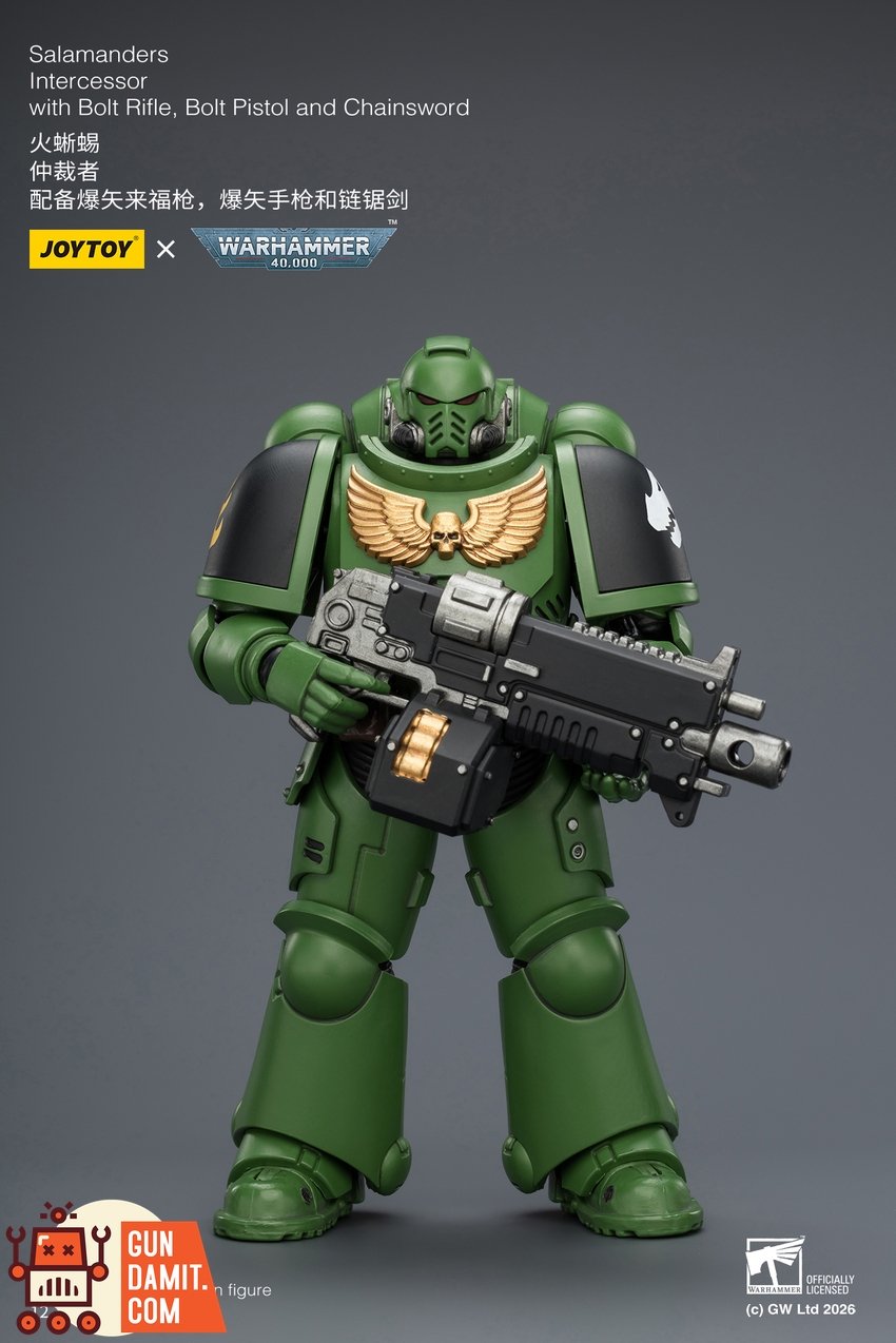 JoyToy JT03875 1/18 Warhammer 40K Salamanders Intercessor with Bolt Rifle, Bolt Pistol and Chainsword - View 2 JoyToy JT03875 1/18 Warhammer 40K Salamanders Intercessor with Bolt Rifle, Bolt Pistol and Chainsword - View 2