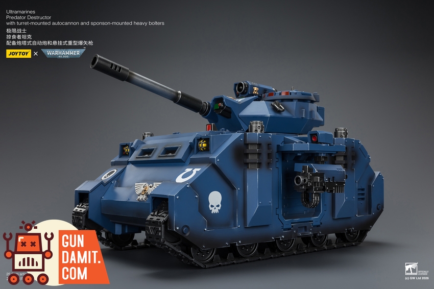 JoyToy JT04278 1/18 Warhammer 40K Ultramarines Predator Destructor with turret-mounted autocannon and sponson-mounted heavy bolters - View 6 JoyToy JT04278 1/18 Warhammer 40K Ultramarines Predator Destructor with turret-mounted autocannon and sponson-mounted heavy bolters - View 6