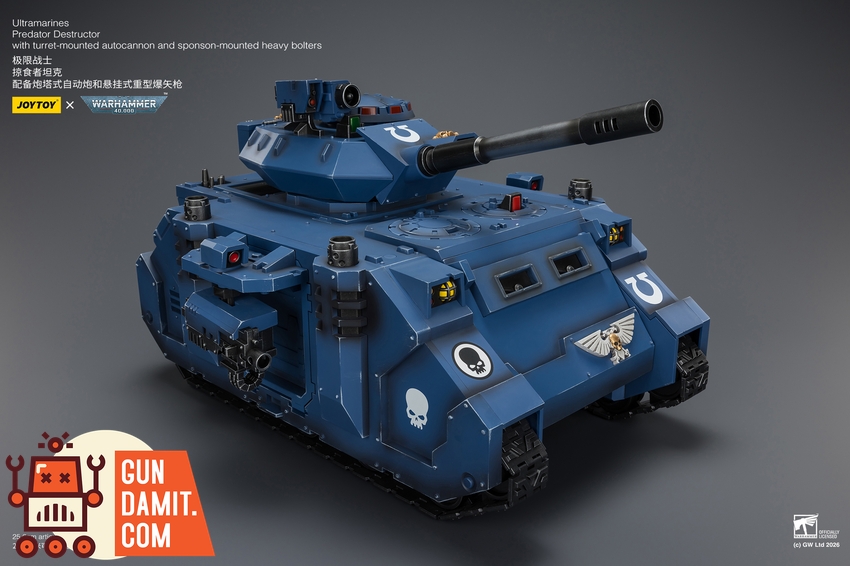 JoyToy JT04278 1/18 Warhammer 40K Ultramarines Predator Destructor with turret-mounted autocannon and sponson-mounted heavy bolters - View 11 JoyToy JT04278 1/18 Warhammer 40K Ultramarines Predator Destructor with turret-mounted autocannon and sponson-mounted heavy bolters - View 11