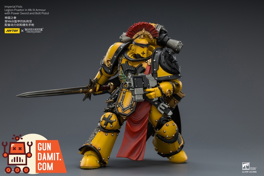 JoyToy JT04216 1/18 Warhammer The Horus Heresy Imperial Fists Legion Praetor in Mk III Armour with Power Sword and Bolt Pistol - View 9 JoyToy JT04216 1/18 Warhammer The Horus Heresy Imperial Fists Legion Praetor in Mk III Armour with Power Sword and Bolt Pistol - View 9