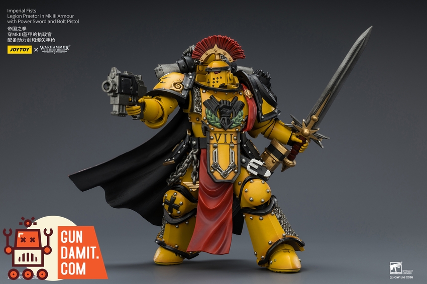 JoyToy JT04216 1/18 Warhammer The Horus Heresy Imperial Fists Legion Praetor in Mk III Armour with Power Sword and Bolt Pistol - View 5 JoyToy JT04216 1/18 Warhammer The Horus Heresy Imperial Fists Legion Praetor in Mk III Armour with Power Sword and Bolt Pistol - View 5