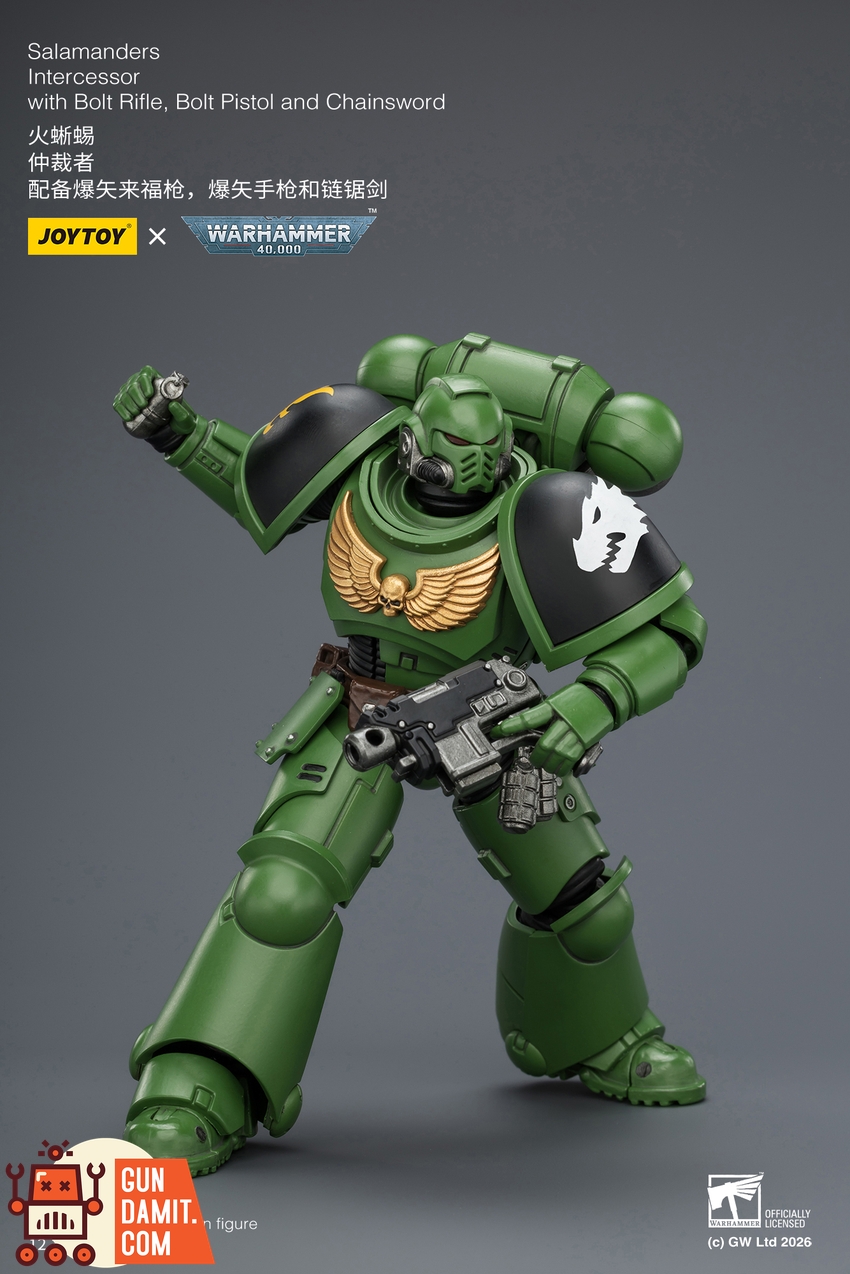 JoyToy JT03875 1/18 Warhammer 40K Salamanders Intercessor with Bolt Rifle, Bolt Pistol and Chainsword - View 8 JoyToy JT03875 1/18 Warhammer 40K Salamanders Intercessor with Bolt Rifle, Bolt Pistol and Chainsword - View 8