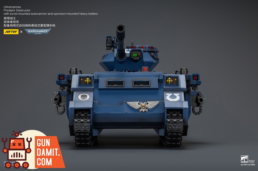 JoyToy JT04278 1/18 Warhammer 40K Ultramarines Predator Destructor with turret-mounted autocannon and sponson-mounted heavy bolters - View 4 JoyToy JT04278 1/18 Warhammer 40K Ultramarines Predator Destructor with turret-mounted autocannon and sponson-mounted heavy bolters - View 4