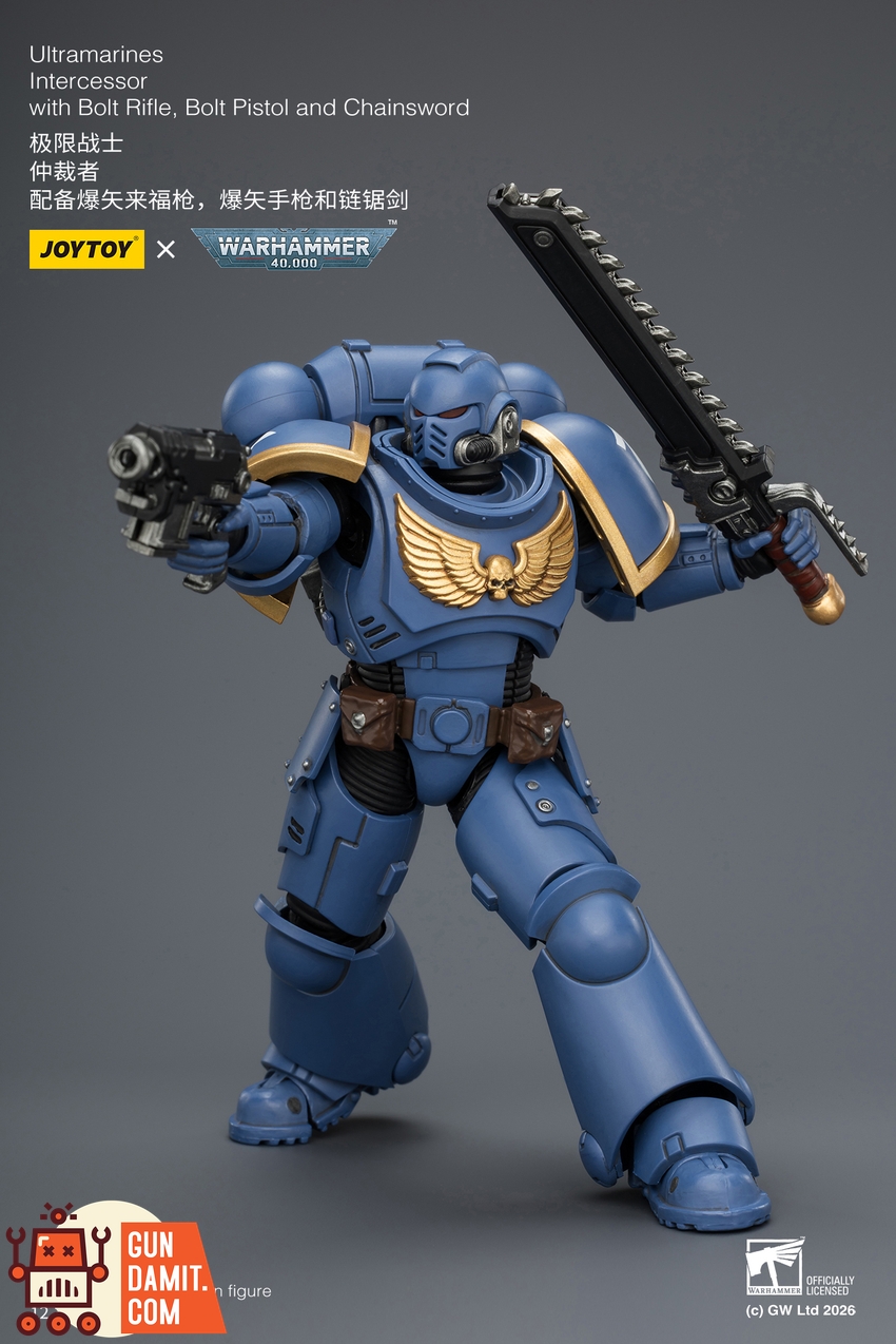 JoyToy JT03813 1/18 Warhammer 40K Ultramarines Intercessor with Bolt Rifle, Bolt Pistol and Chainsword - View 9 JoyToy JT03813 1/18 Warhammer 40K Ultramarines Intercessor with Bolt Rifle, Bolt Pistol and Chainsword - View 9