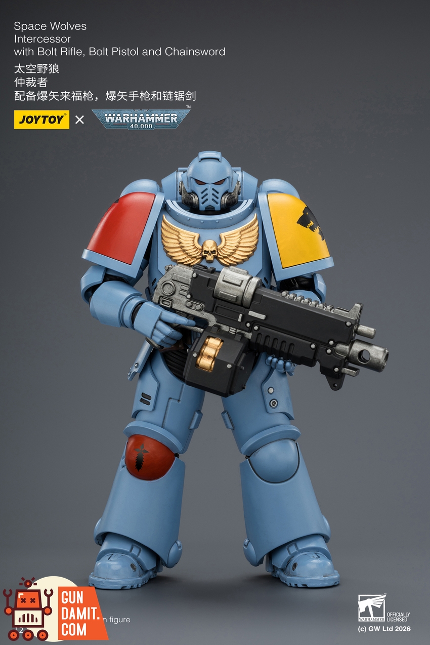 JoyToy JT03851 1/18 Warhammer 40K Space Wolves Intercessor with Bolt Rifle, Bolt Pistol and Chainsword - View 2 JoyToy JT03851 1/18 Warhammer 40K Space Wolves Intercessor with Bolt Rifle, Bolt Pistol and Chainsword - View 2