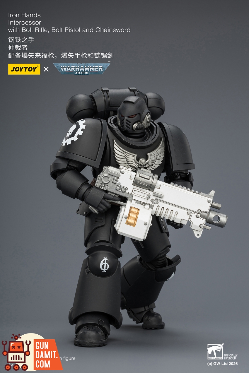 JoyToy JT03837 1/18 Warhammer 40K Iron Hands Intercessor with Bolt Rifle, Bolt Pistol and Chainsword - View 6 JoyToy JT03837 1/18 Warhammer 40K Iron Hands Intercessor with Bolt Rifle, Bolt Pistol and Chainsword - View 6