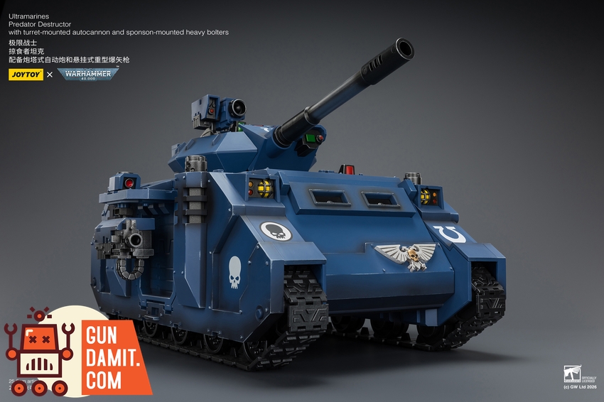 JoyToy JT04278 1/18 Warhammer 40K Ultramarines Predator Destructor with turret-mounted autocannon and sponson-mounted heavy bolters - View 14 JoyToy JT04278 1/18 Warhammer 40K Ultramarines Predator Destructor with turret-mounted autocannon and sponson-mounted heavy bolters - View 14