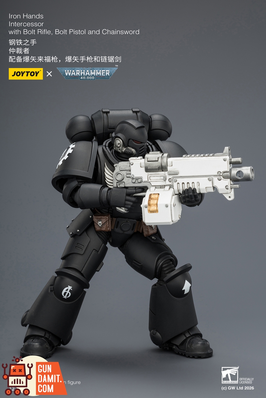 JoyToy JT03837 1/18 Warhammer 40K Iron Hands Intercessor with Bolt Rifle, Bolt Pistol and Chainsword - View 5 JoyToy JT03837 1/18 Warhammer 40K Iron Hands Intercessor with Bolt Rifle, Bolt Pistol and Chainsword - View 5