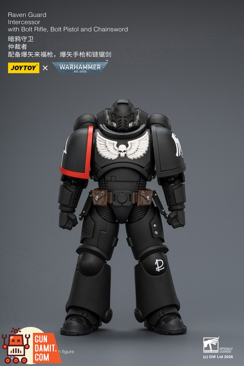 JoyToy JT03899 1/18 Warhammer 40K Raven Guard Intercessor with Bolt Rifle, Bolt Pistol and Chainsword - View 1 JoyToy JT03899 1/18 Warhammer 40K Raven Guard Intercessor with Bolt Rifle, Bolt Pistol and Chainsword - View 1