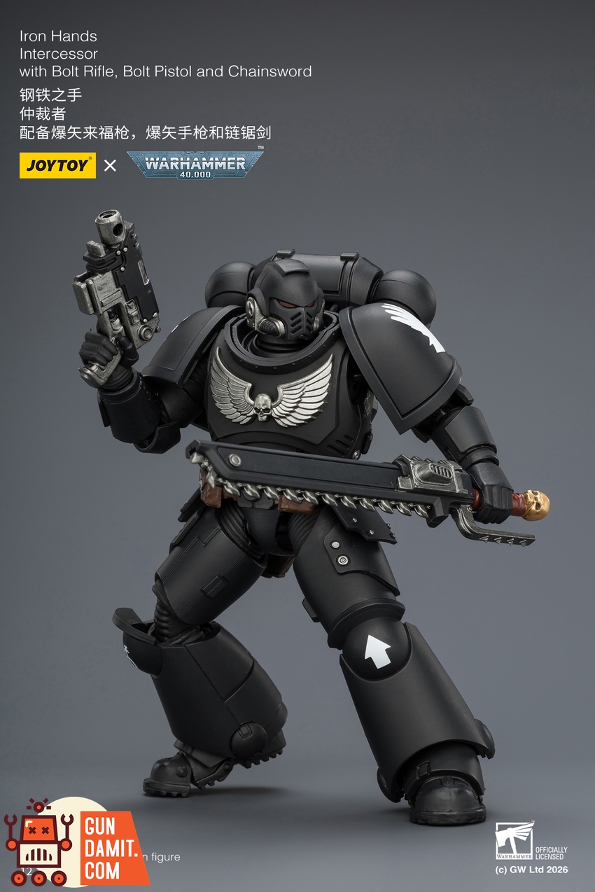 JoyToy JT03837 1/18 Warhammer 40K Iron Hands Intercessor with Bolt Rifle, Bolt Pistol and Chainsword - View 8 JoyToy JT03837 1/18 Warhammer 40K Iron Hands Intercessor with Bolt Rifle, Bolt Pistol and Chainsword - View 8