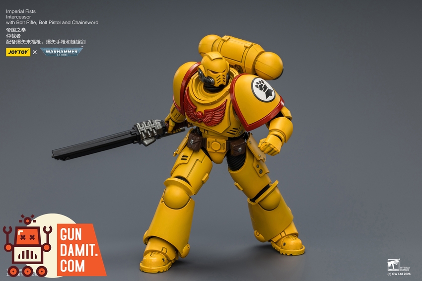 JoyToy JT03844 1/18 Warhammer 40K Imperial Fists Intercessor with Bolt Rifle, Bolt Pistol and Chainsword - View 8 JoyToy JT03844 1/18 Warhammer 40K Imperial Fists Intercessor with Bolt Rifle, Bolt Pistol and Chainsword - View 8