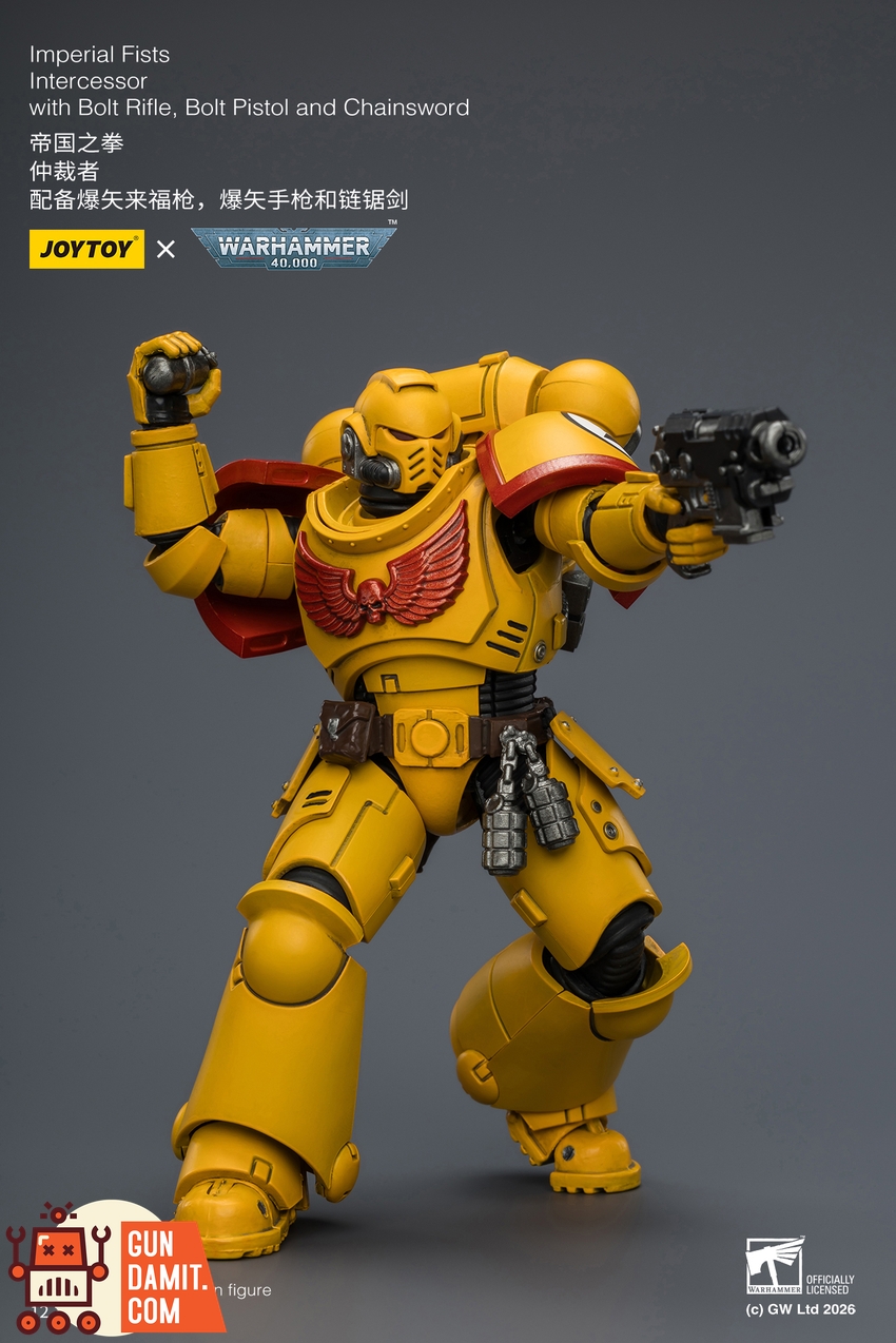 JoyToy JT03844 1/18 Warhammer 40K Imperial Fists Intercessor with Bolt Rifle, Bolt Pistol and Chainsword - View 7 JoyToy JT03844 1/18 Warhammer 40K Imperial Fists Intercessor with Bolt Rifle, Bolt Pistol and Chainsword - View 7