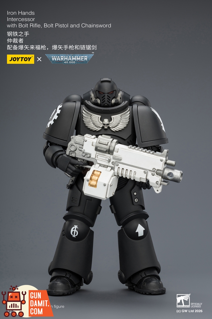 JoyToy JT03837 1/18 Warhammer 40K Iron Hands Intercessor with Bolt Rifle, Bolt Pistol and Chainsword - View 2 JoyToy JT03837 1/18 Warhammer 40K Iron Hands Intercessor with Bolt Rifle, Bolt Pistol and Chainsword - View 2